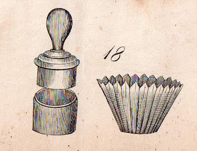 Illustratie van papieren cupcakevorm uit 1820